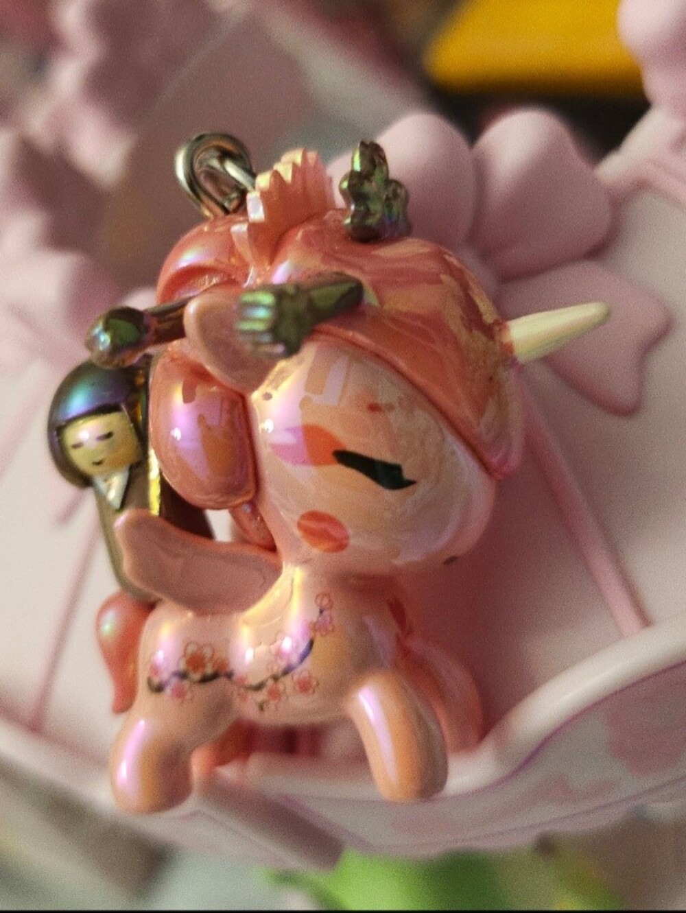 Tokidoki Shimmer Cherry Blossom Unicorno Frenzie Keychain- Momoko